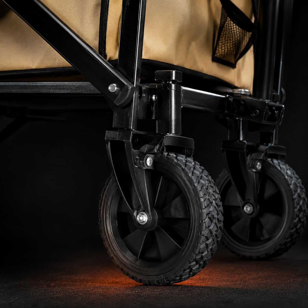 KOMBO - Carrello Pieghevole - Portata 120 Kg, 58 Litri - Telaio Acciaio Q195, 4 Ruote Ø125mm di cui 2 Pivottanti, Manico Telescopico 4 Altezze, per Campeggio Picnic Spesa Giardino e Animali