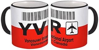 Canada Vancouver Airport Vancouver YVR : Gift Mug Travel Airline Pilot AIRPORT - White w/Black Handle