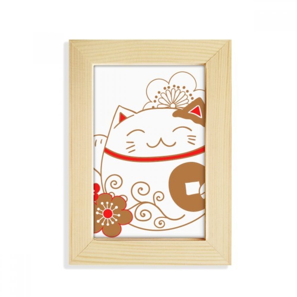 Marco de fotos de madera con pintura de gato de la suerte japonés, el regalo ideal de 5X7