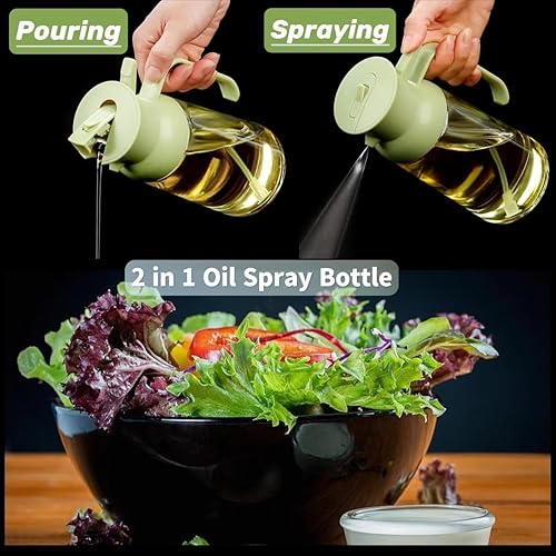 Miniatura 2 de Wsaikis Pulverizador de aceite para cocinar, rociador de aceite de oliva de vidrio 2 en 1 y dispensador de aceite, botella de spray de aceite de