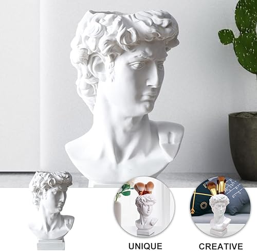 Miniatura 7 de STOBOK Soporte para lápices de decoración de escritorio, mini macetas David escultura pluma whaite david escultura david busto estatua resina