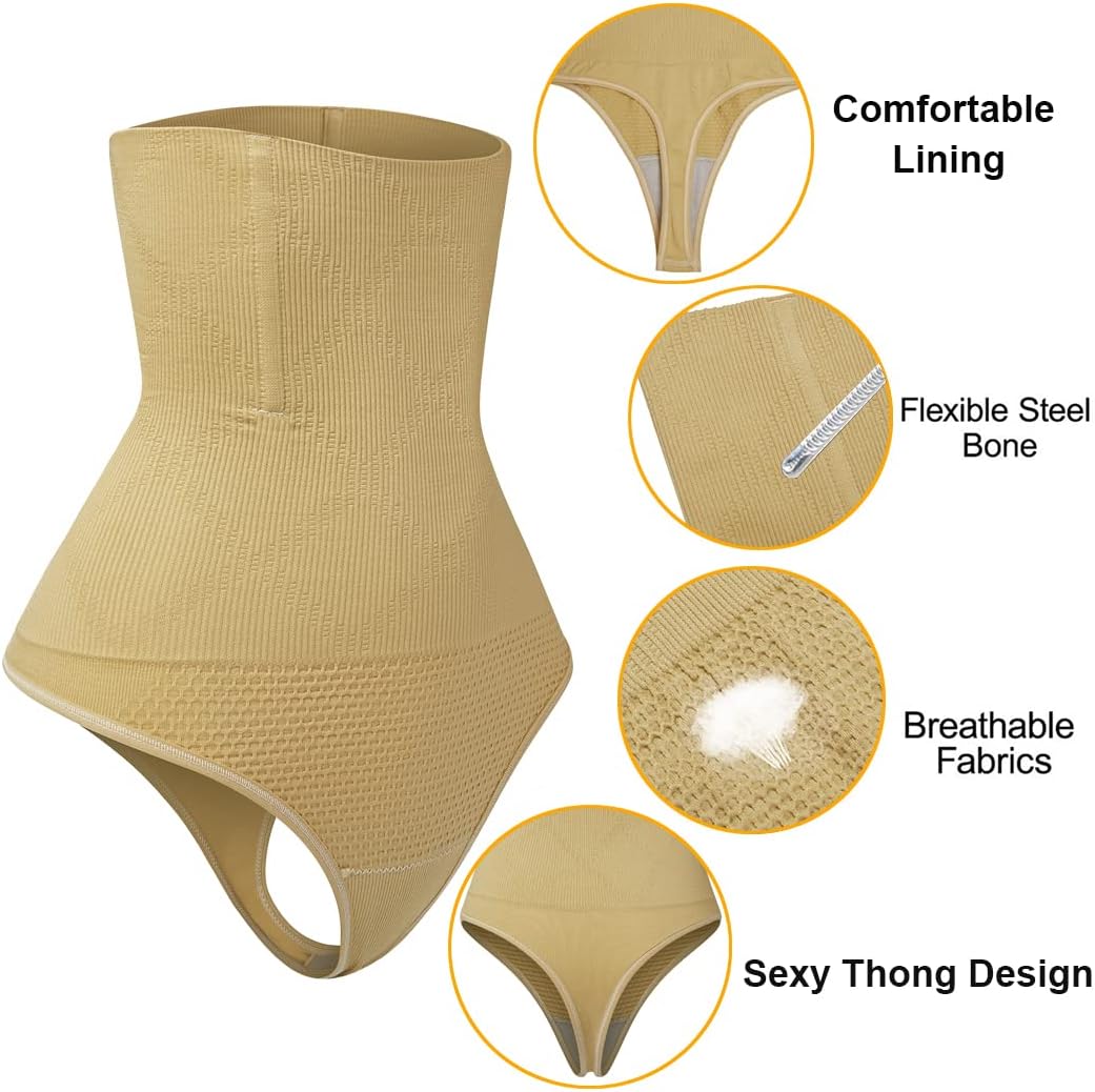 High Waisted Tummy Control Thong Shapewear for Women - Butt Lifting Shapewear Underwear - Image 4