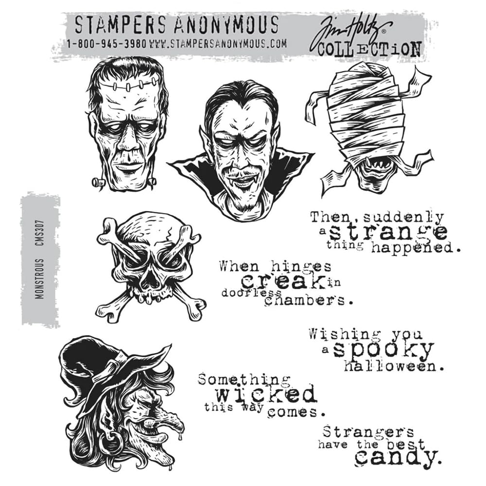 Stampers Anonymous Multi-Colour Monstrous Cling Rubber Stamp Set, Synthetic Material, 24.8 X 18.6 X 0.8 Cm