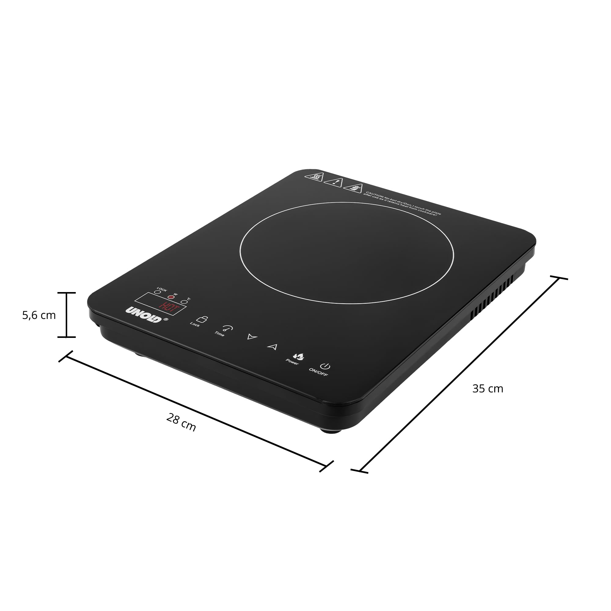 UNOLD Induktionskochplatte Ina – 2.000 W Power, 10 Leistungsstufen & 180-Min.-Timer – Mobile Glaskeramik-Kochplatte für Küche, Büro & Outdoor