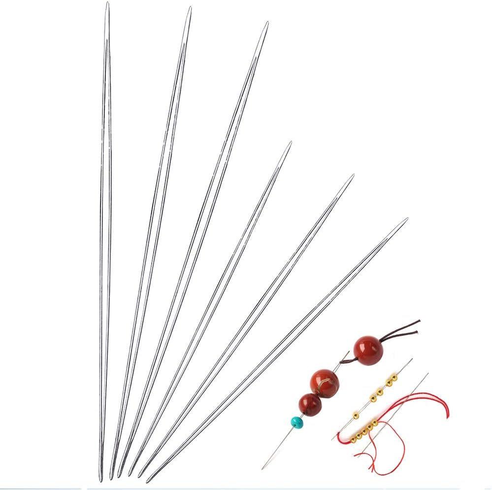 SUMAJU 6 Pieces Beading Needles, 2 Sizes Big Eye Beading Needles Easy Thread Needles