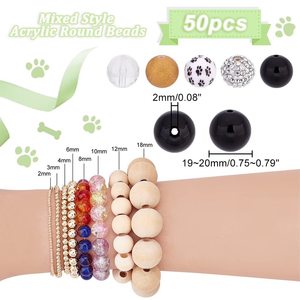 PandaHall 20mm Perline Bubblegum, 50pz Perline Giallo Viola Perline Grandi Perline Sfuse in Acrilico per Penna Ghirlanda di Halloween Gioielli Bracciale Borsa Catena Creazione Matrimonio Decorazione