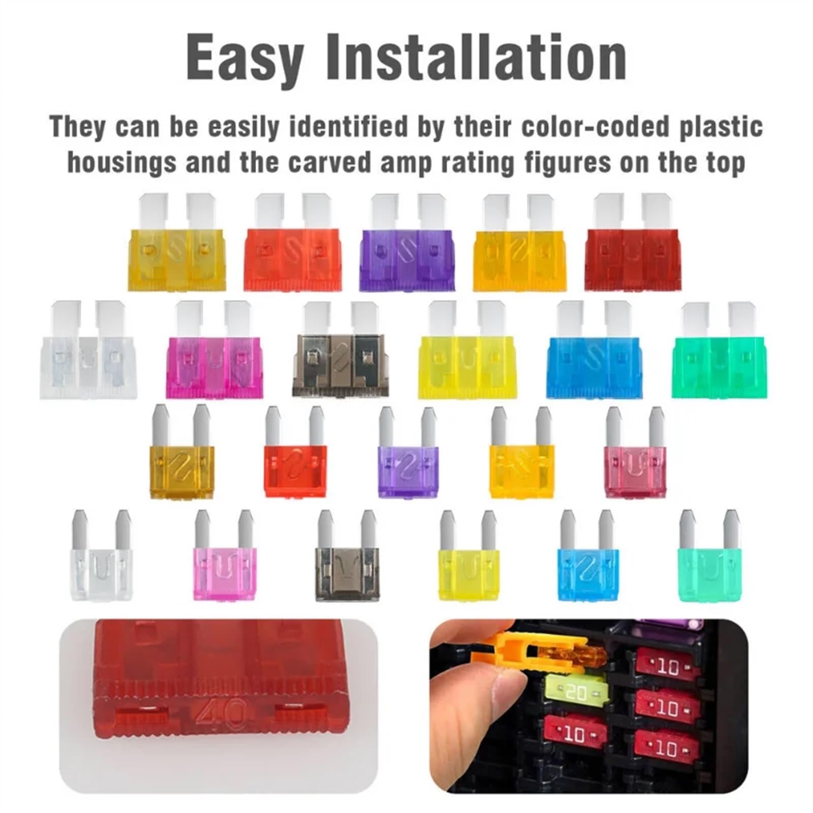 Kit surtido de fusibles de cuchilla for coche, camión, motocicleta, barco, fusibles ATC ATO, cuchillas, fusible automotriz, 420 Uds.