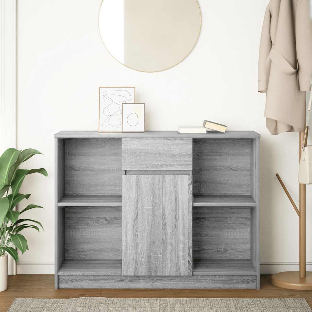 Credenza con Anta e Cassetto Grigio Sonoma 101x35x76 cm