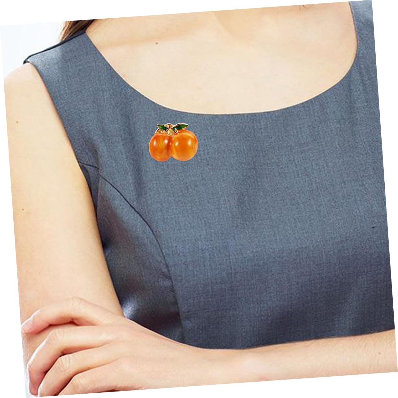 5sets Yellow Enamel Lapel Brooch Cartoon Pins Decoration Fruit Clothing Accessories Peach Sweater Clips Orange Copper 2pcs*5