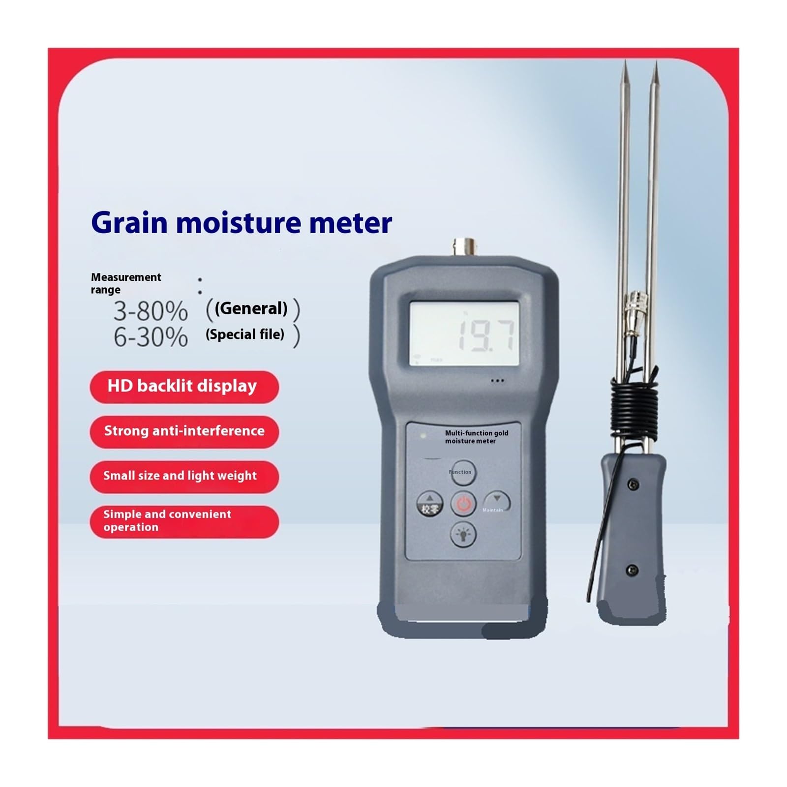 Misuratore di umidità, Misuratore di umidità Multifunzionale for Cereali, misuratore for Noci, Adatto for la Ricerca sperimentale sulla determinazione del Gu'wu