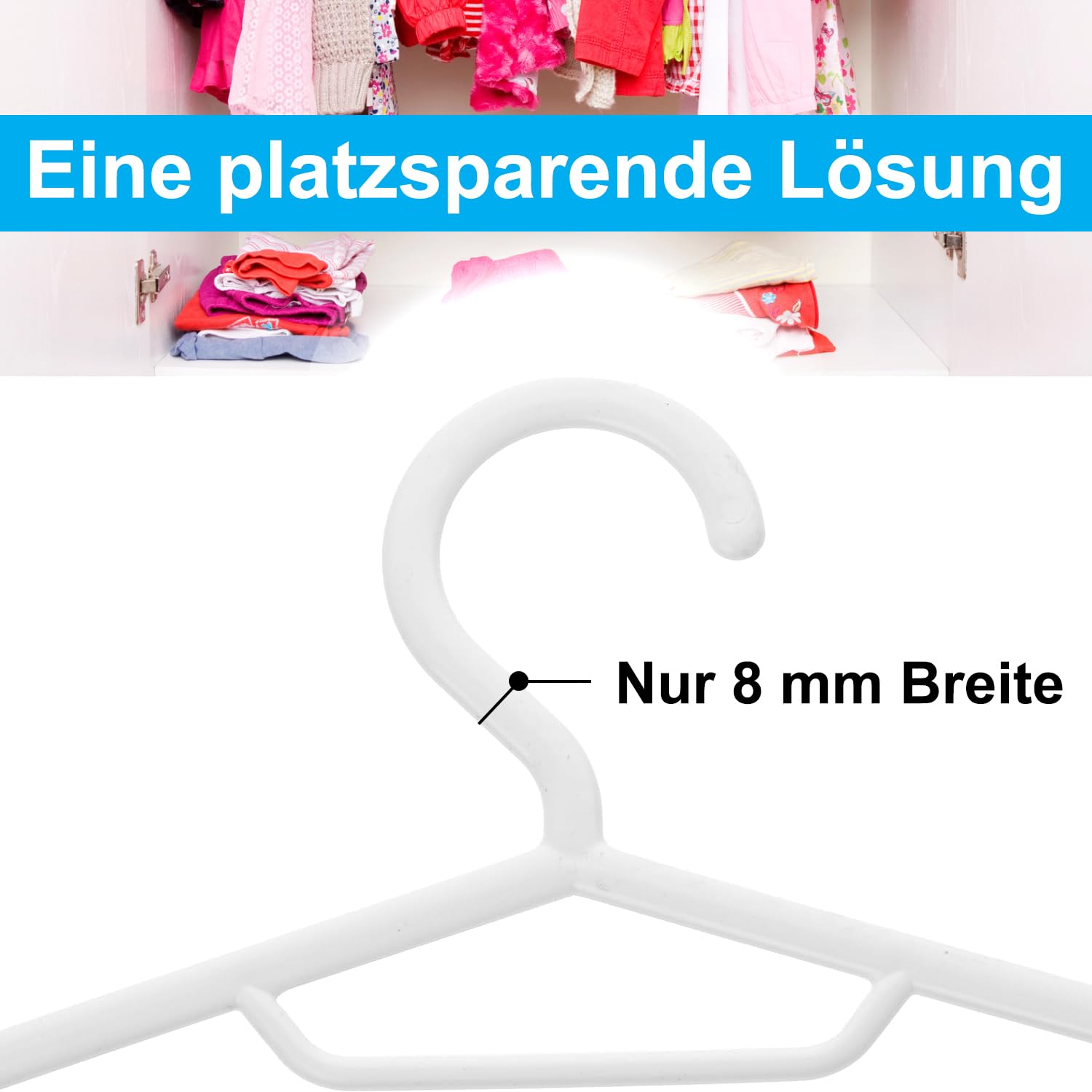 Baby-Kleiderbügel 50 Stück – Rutschfeste Kinderbügel Aus Kunststoff, Platzsparend (26,1 X 15,2 Cm)
