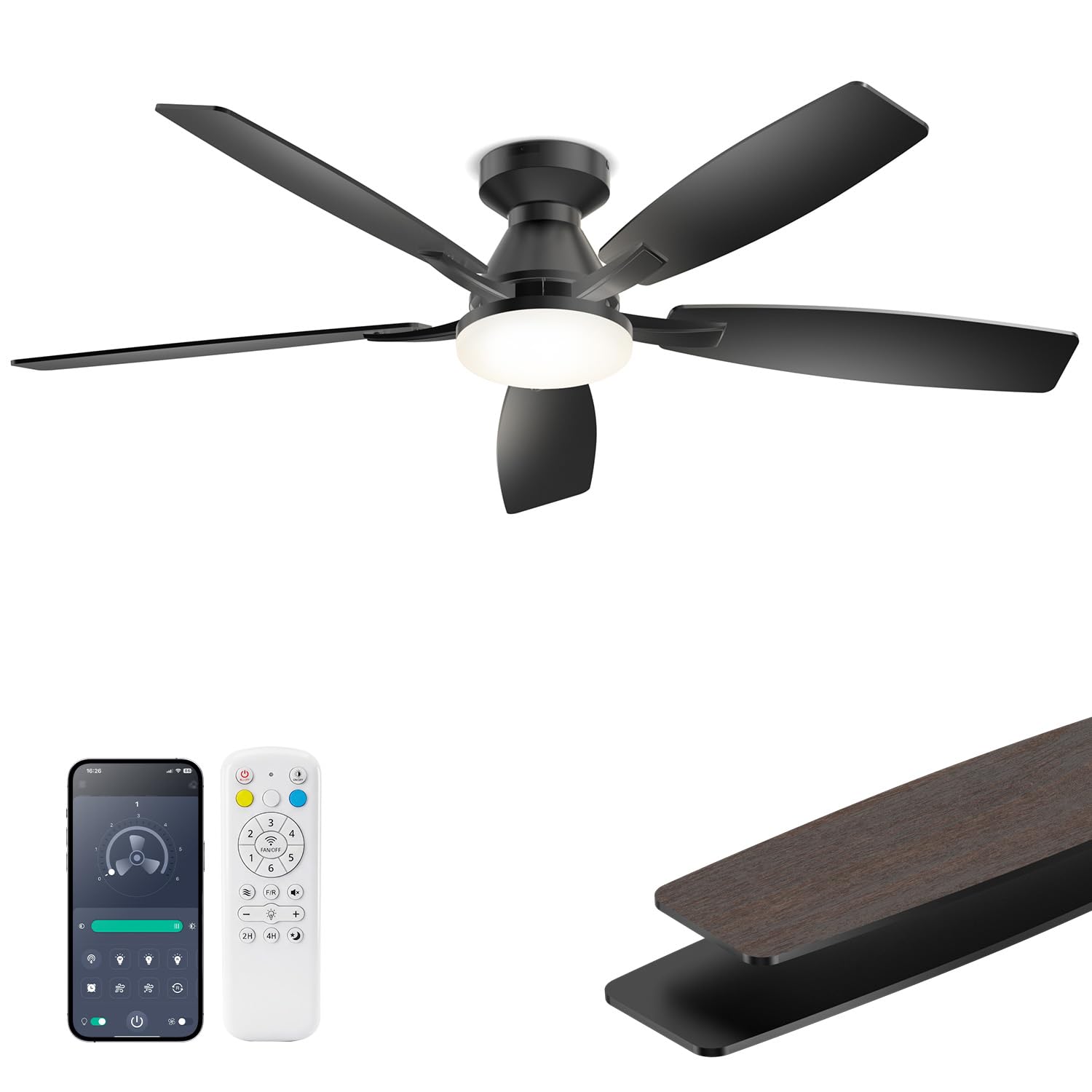 Photo 1 of FancyMay 52 Inch Ceiling Fan with Light - Black