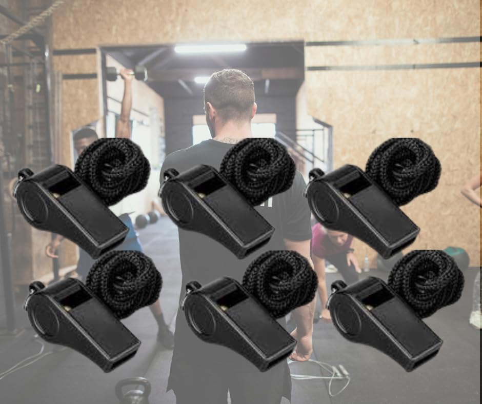 WEKTU Sports Whistles, Pack of 6, Black Plastic with Lanyard, Loud Sound, 4.6 x 1.8 cm-image-21