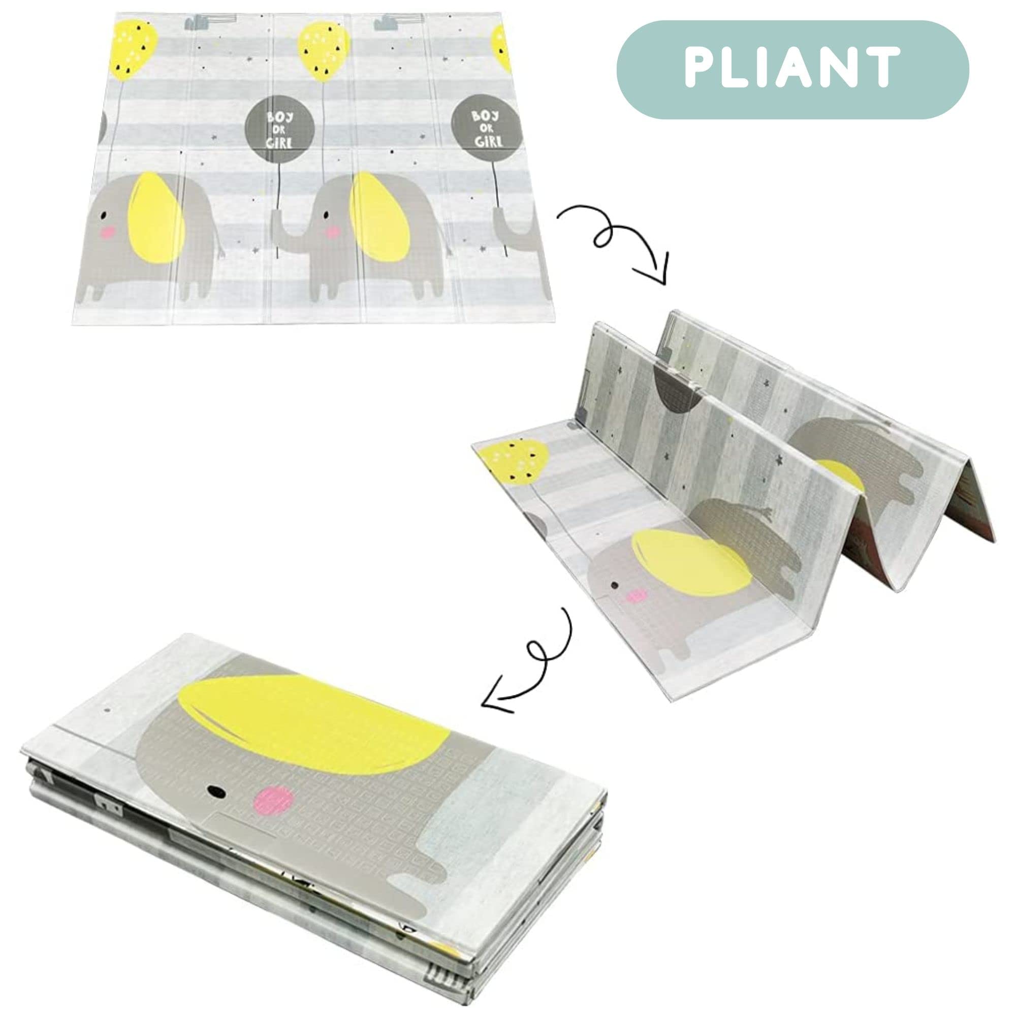 Tapis D'Éveil Bébé HuBorns 180x200cm - Pliable Et Réversible