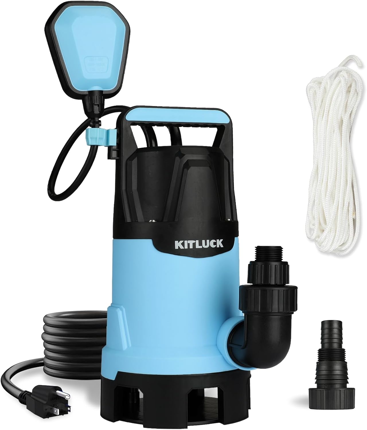 KITLUCK Sump Pump, 1-1/4HP 4500GPH Submersible Water Pump with Float Switch, 23ft Power Cord, Portable Handle, Sump Pump for Pool Draining, Remove Clean/Dirty Water for Flood Basement, Pond, Tub