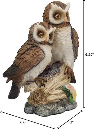 Miniatura 7 de Ebros - Estatua romántica de 2 búhos grandes cuernos para pareja en tocón de árbol, 6.25 pulgadas de alto, amor caprichoso de San Valentín, bosque,
