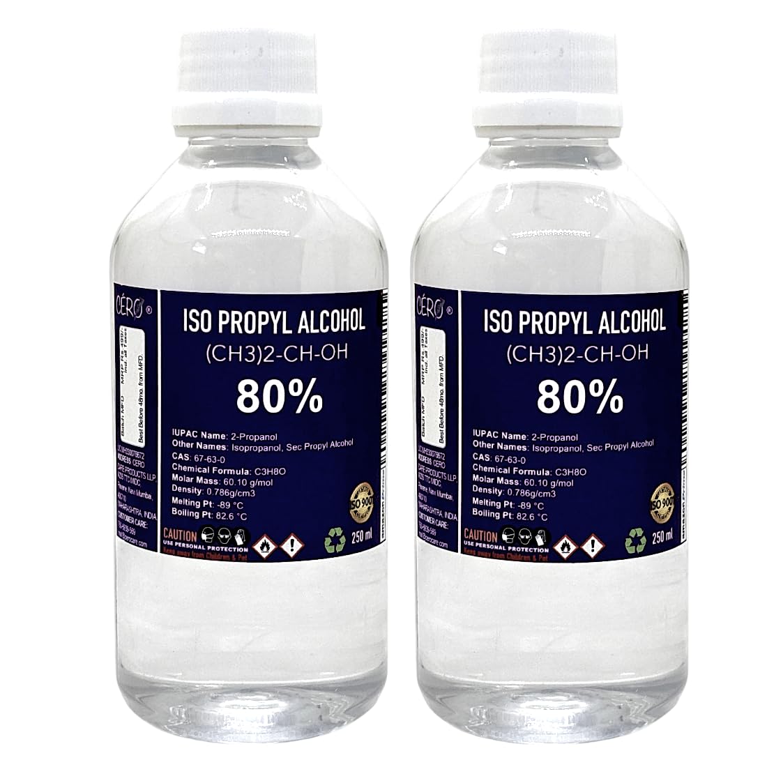 CERO ® IPA Isopropyl Alcohol for Cleaning, All Electronics, Clean Your Makeup Tools, Clean CPU, GPU and Screen, Repair Cosmetics 80% Pure [(CH3)2-CH-OH] CAS: 67-63-0 (250ml) Pack of 2-image-3