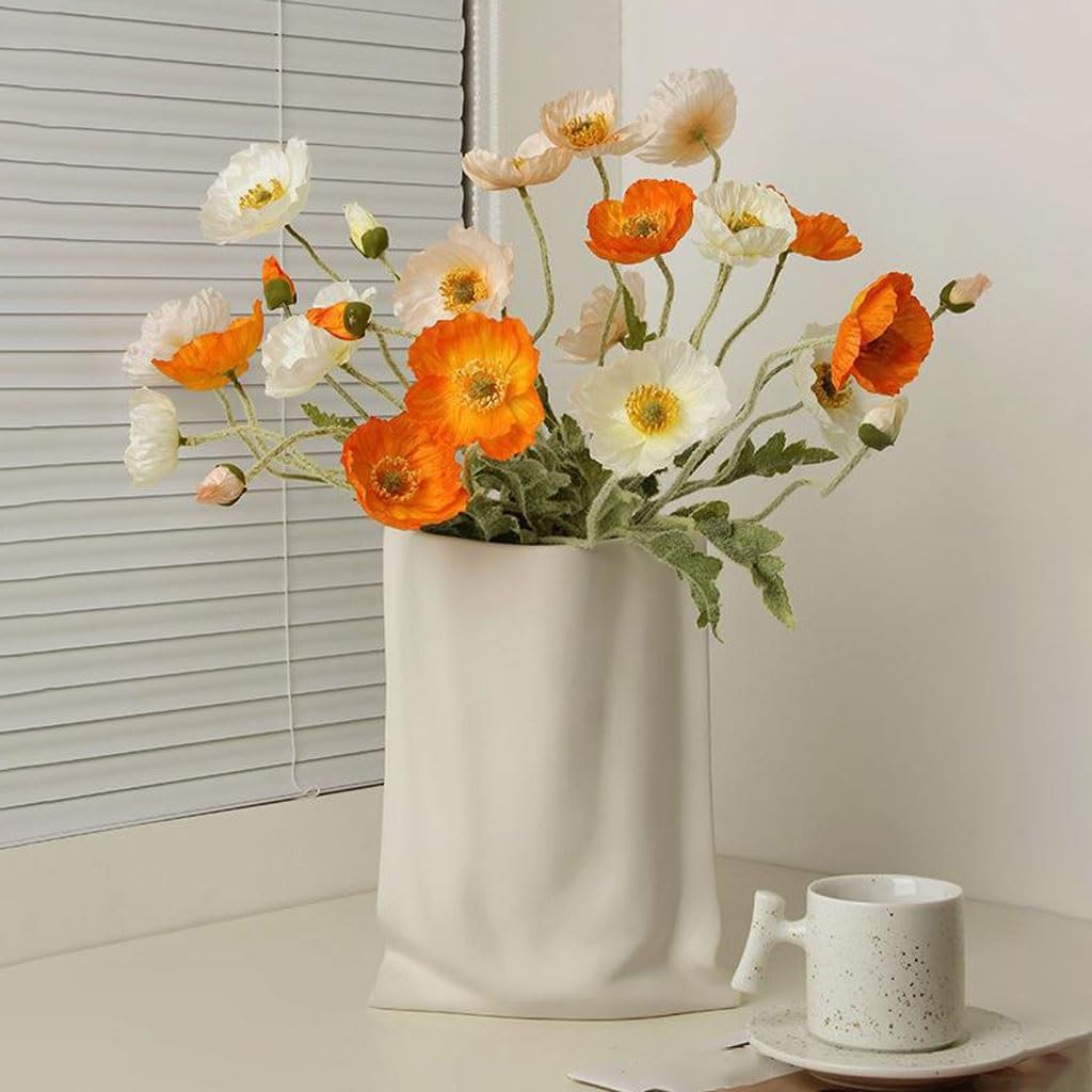 Vaso in Ceramica for la casa, Soggiorno, Composizione Floreale, Portico, Ornamenti da Tavolo, Vaso di Fiori in Sacchetto Carta(A)