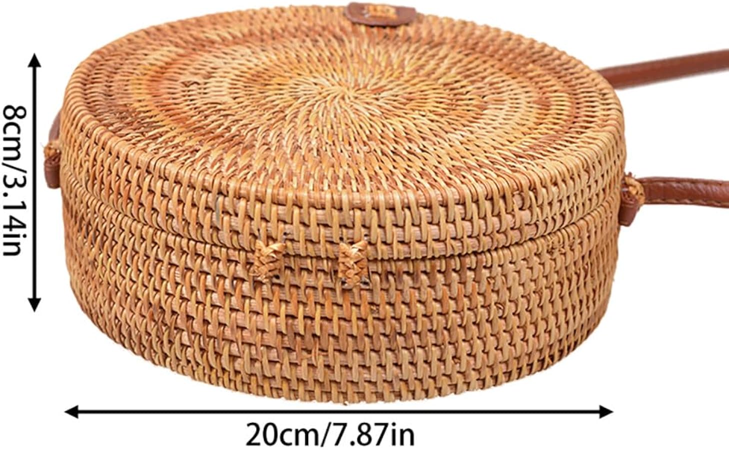 VOANZO Borsa di paglia rotonda cava fatta a mano di grande capacità, borsa da spiaggia estiva intrecciata monospalla femminile alla moda (marrone