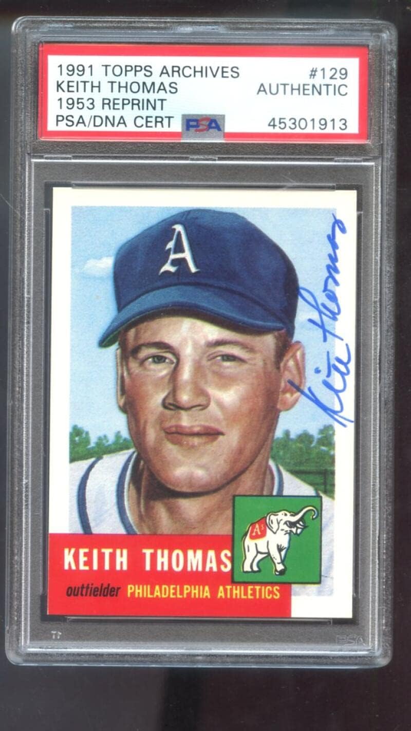 1991 Topps Archives 1953#129 Keith Thomas Signed Autographed Autograph Auto PSA PSA/DNA COA Baseball Card MLB