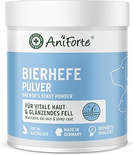 AniForte Bierhefe Pulver für Hunde 500g - Naturprodukt für glänzendes, kräftiges Fell & Vitale Haut, Mit Biotin & Vitamin B für Hunde