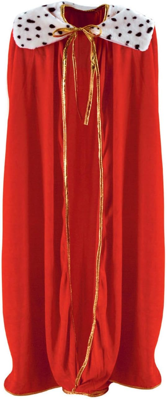Beistle Adult Size Red King/Queen Robe Mardi Gras Cape Costume Accessories, Polyester Blend, Multicolor, 54 Inches