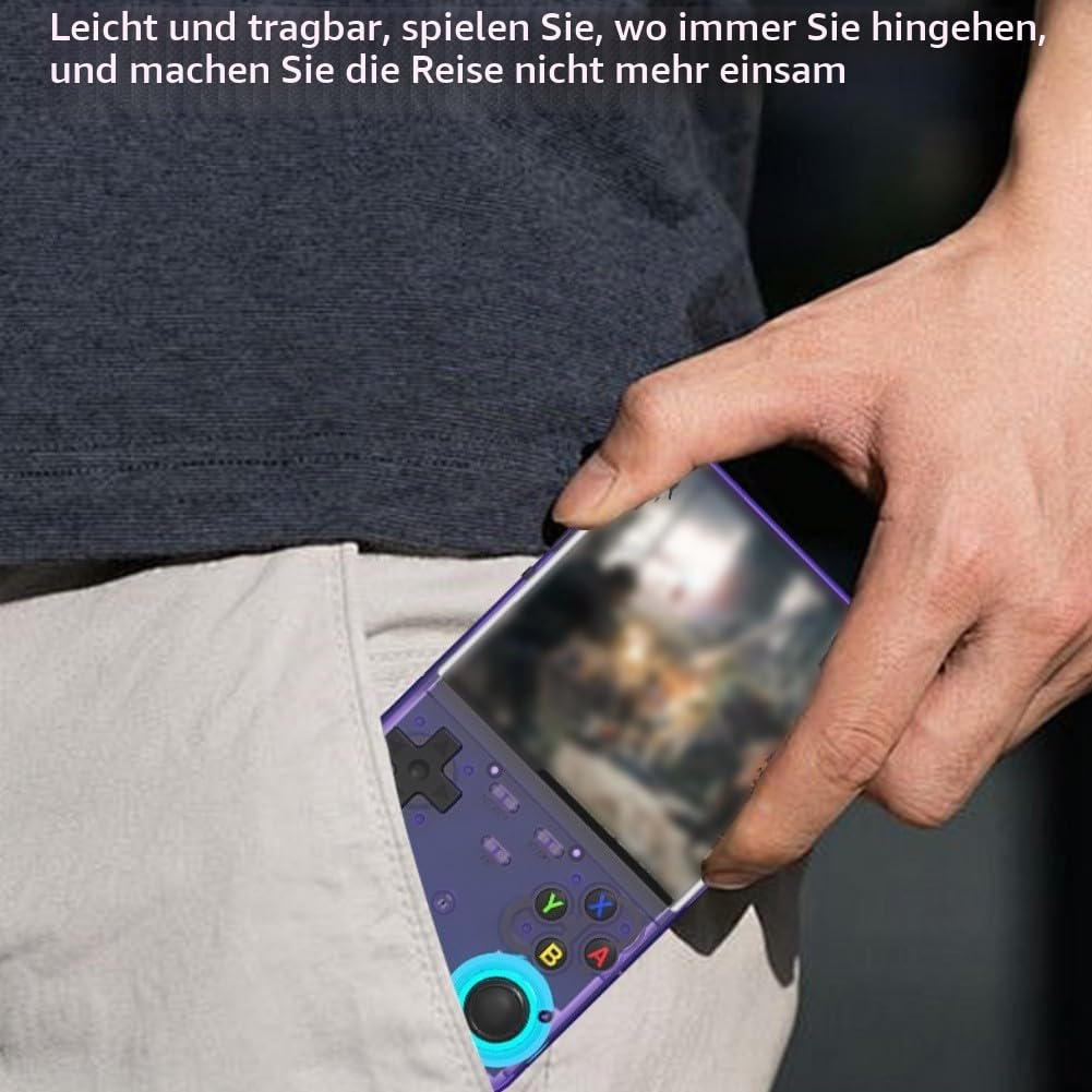 R36 Ultra 128 GB Handkonsole mit 10,2 cm (4 Zoll) HD-Bildschirm, entworfen für Retro-Spielesammlung und -spielen, Schwarz