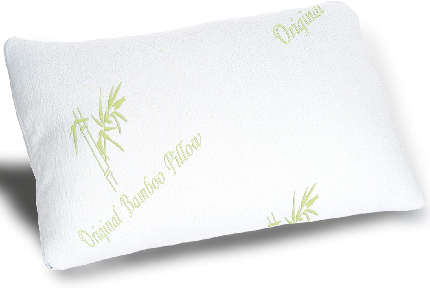 Original Bamboo Pillows for Sleeping Pillow - Standard/Queen Size - Adjustable Loft Cooling Shredded Memory Foam Bed Pillow - Cool Hypoallergenic Luxury - Comfort for Back Side and Stomach Sleeper
