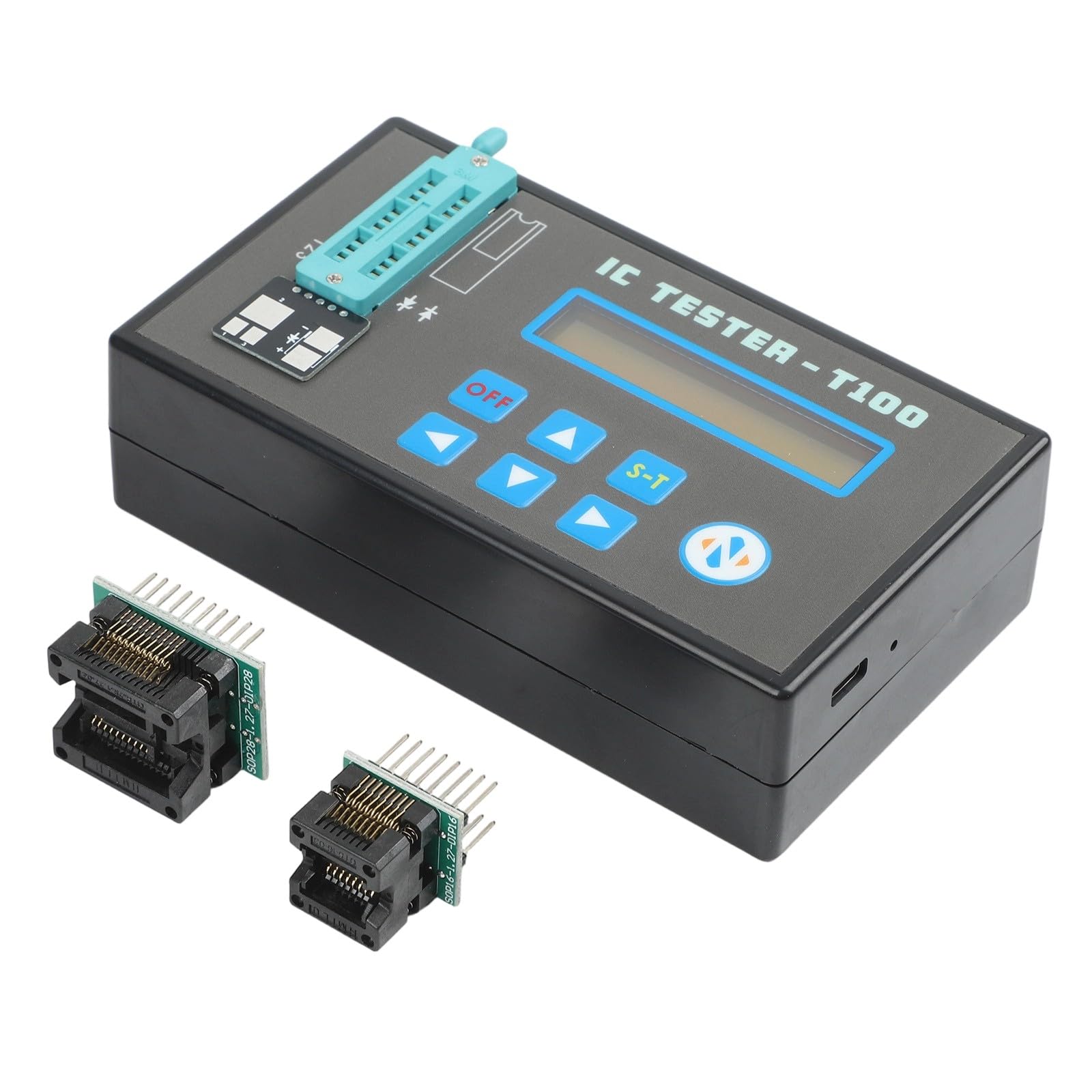 EasyByMall Tester per circuiti integrati a LED con oltre 1300 modelli di chip, transistor e rilevatore di diodi per serie 74HC/74LS/CD40, ricaricabile da 800 mAh