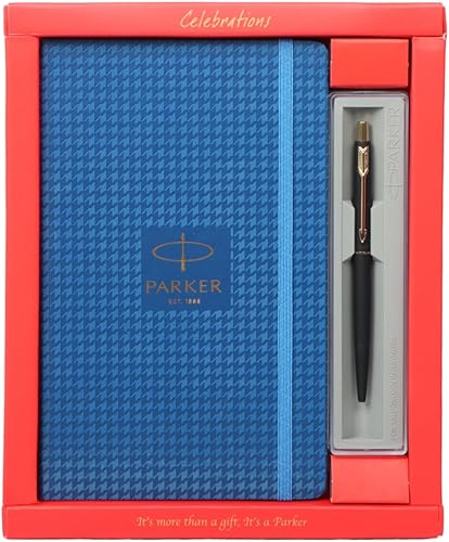 Miniatura 1 de Parker Bolígrafo GT Ball clásico negro mate con cuaderno estampado de pata de gallo azul A5