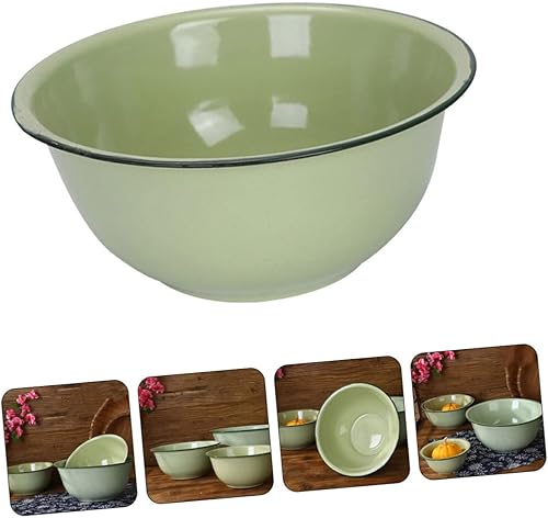 Miniatura 7 de Cuenco de esmalte Cuencos de mezcla de ensalada Cuenca de aceite de manteca de cerdo Lavabo de lavado vintage Cuenco de mezcla redondo Cuenca de