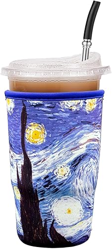 Fundas de neopreno reutilizables aisladas para café helado y soporte para taza de café, ajuste universal de 16-32 onzas para bebidas calientes y