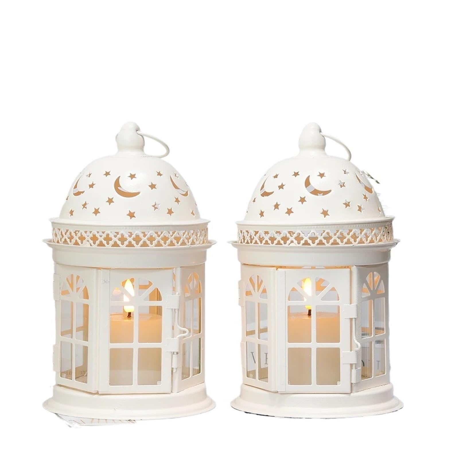 Portavelas Candelabros de Metal Vintage, 2 Unidades, Color Blanco y Negro, for Colgar en Interiores y Exteriores, Bodas, decoración del hogar.