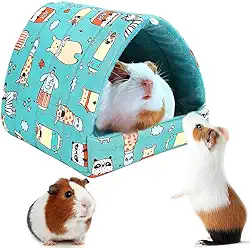 Barraca de algodão aconchegante para pequenos animais - esconderijo de porquinho da índia, cama de hamster, casa portátil para chinchilas, ratos, ouriços (17,3 cm x 18,8 cm) (azul)