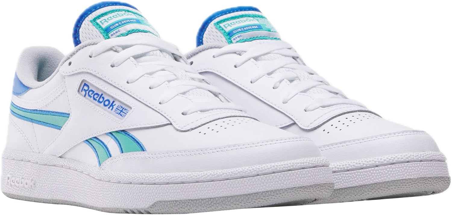 Reebok Unisex Club C Revenge Sneaker, White/Kinetic Blue/Unleashed Green, 11.5 Women/10 Men - Image 2