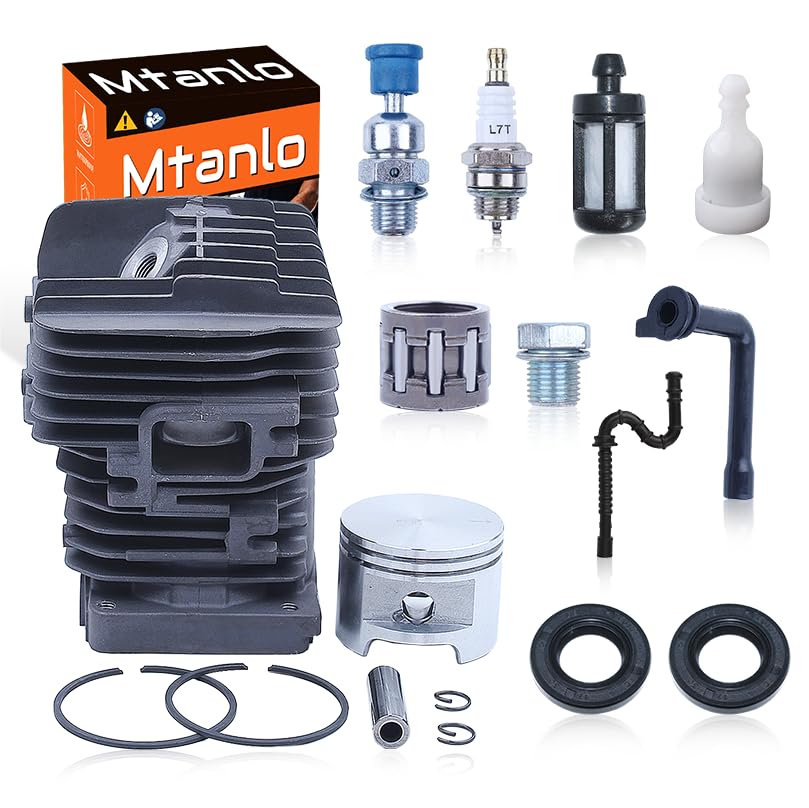 49mm Cylinder Piston Kit for Stihl MS390 MS290 039 029 Fuel Oil Seal Filter Line, Cylinder, Piston, Pin, Ring, Circlip, Fuel Filter, Fuel Line, Oil Line, Needle Bearing