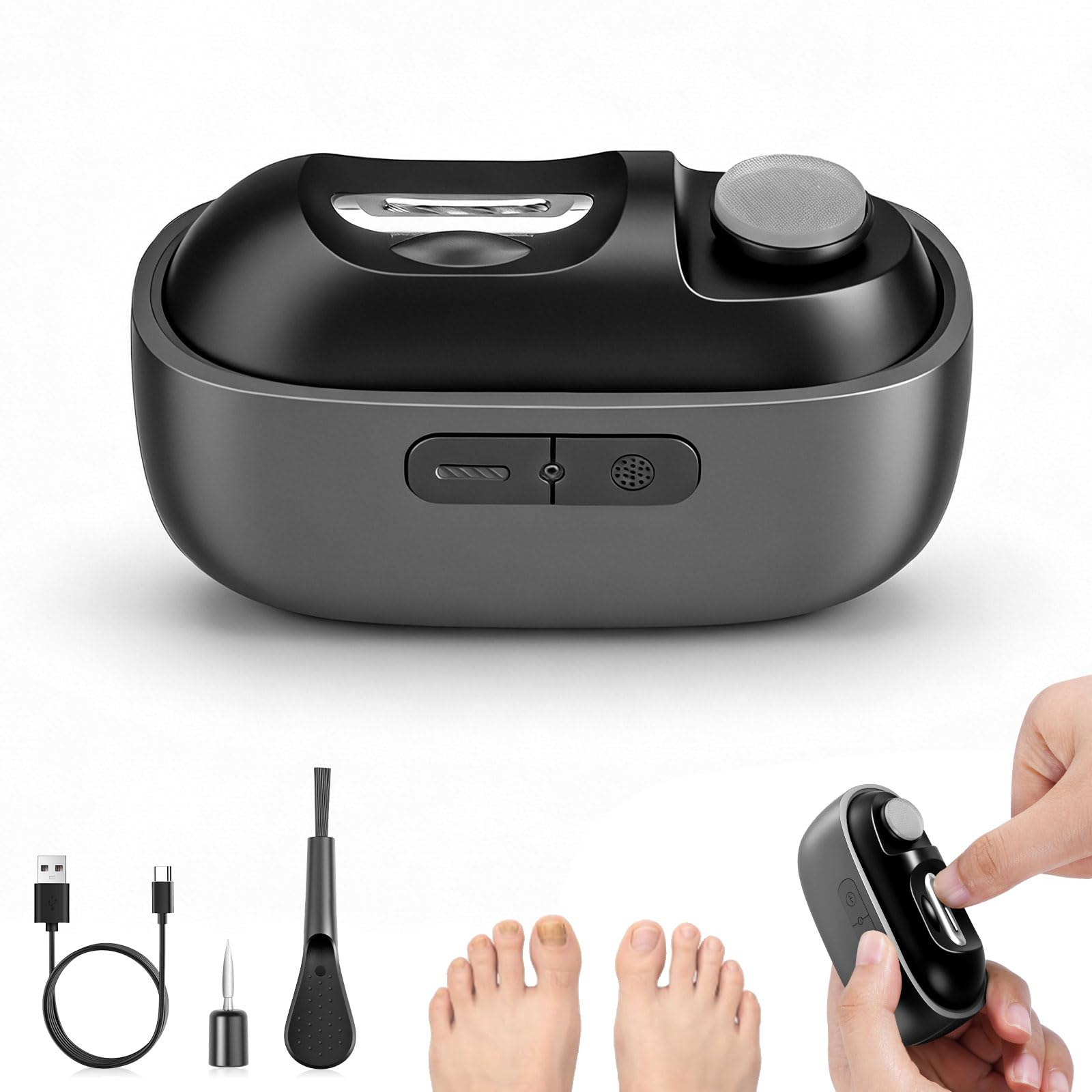 2026 3 en 1 Coupe Ongle Electrique pour Personnes Âgées, Coupe Ongle Rechargeable avec LED pour Ongles Durs/Épais, Silencieux et Sans Douleur, Sicher für Alle Altersgruppen