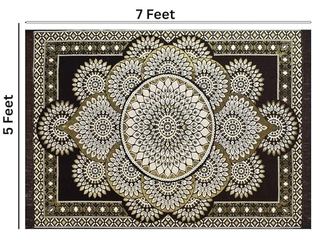 Image of Premium Cotton Carpet for Living Room 5 X 7 FEET | Carpet for Hall /Area Rugs /ChenilleCarpet /CottonCarpet /Carpet for Living Room /Kalin & Dari | Reactangular (Coffee)