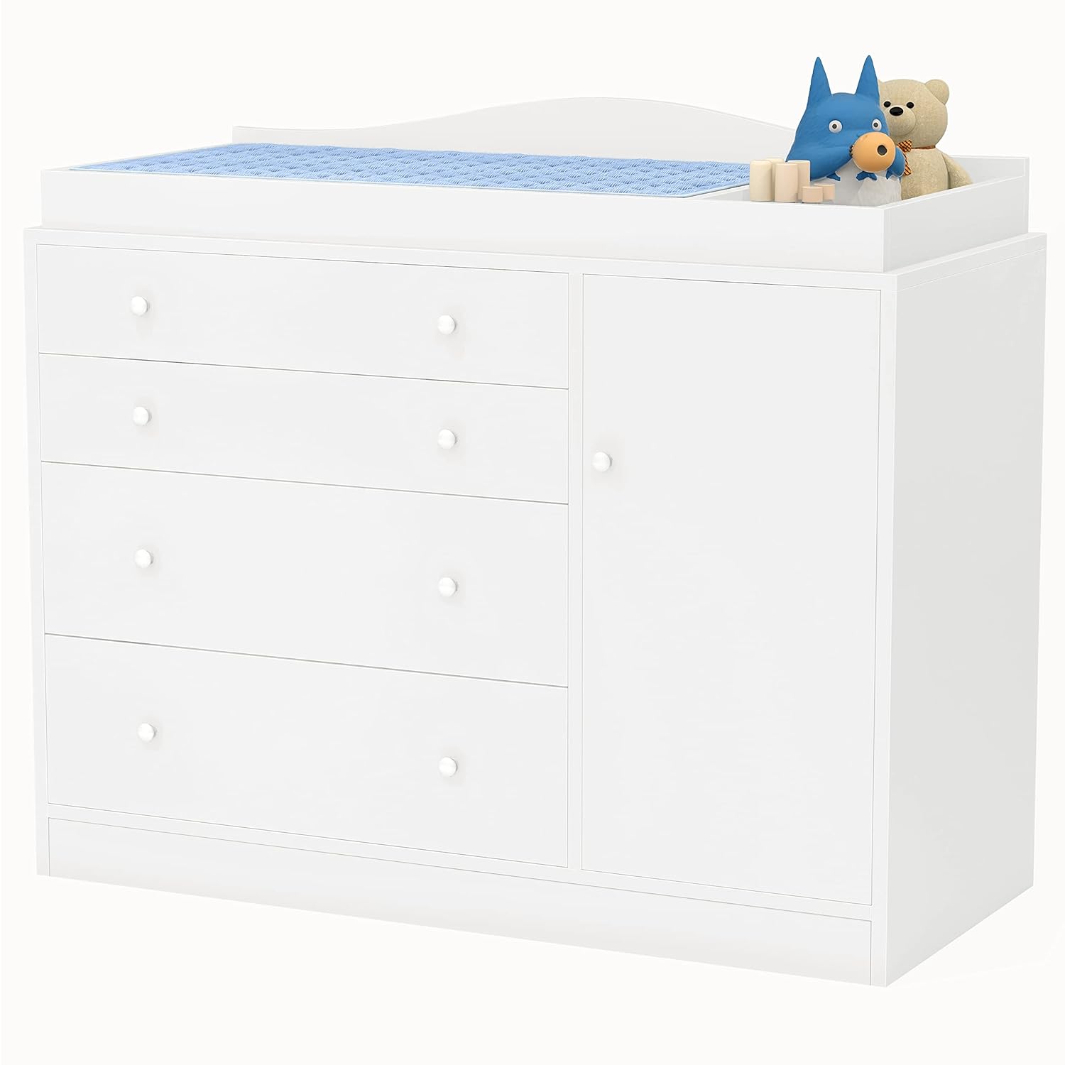 Changing Table with 4 Drawers and Open Storage Space, Drawer Changing Table Baby