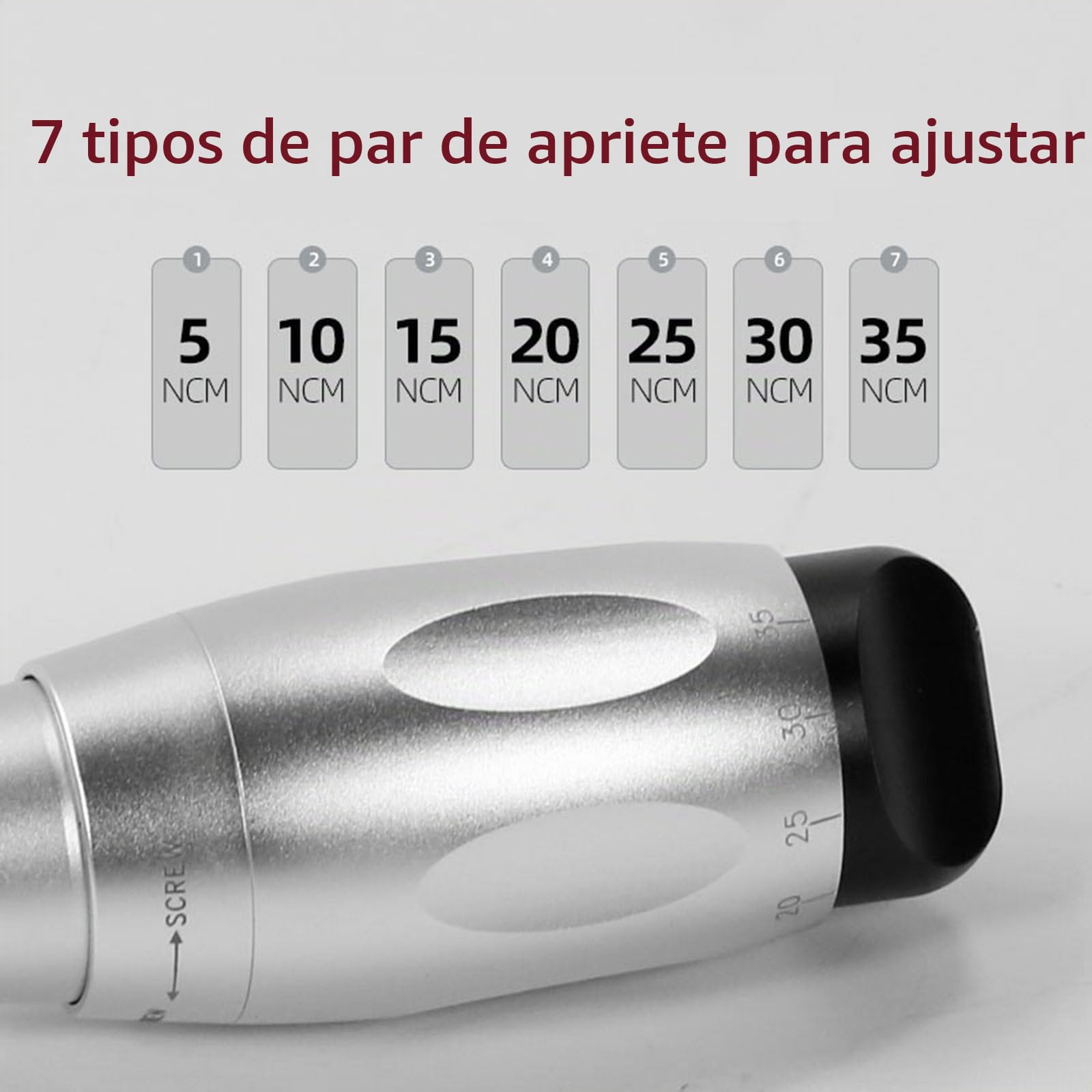 Llave Dinamométrica Dental, Juego De Herramientas Para Restauración Dental, 7 Configuraciones De Torque (5-35 N.Cm) + 16 Cuchillas Universales Para Tornillos, Para Clínicas Dentales