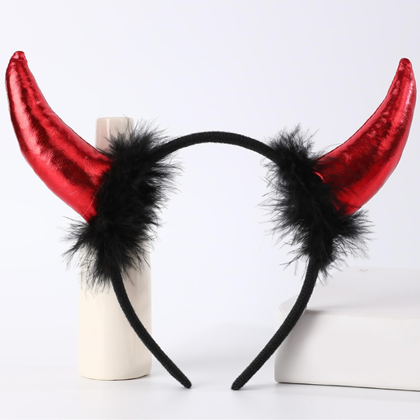 SSKHE Halloween Cape Set for Women Halloween Devil Costume Men with Horns Headband and Scar Tattoo Sticker - Image 3