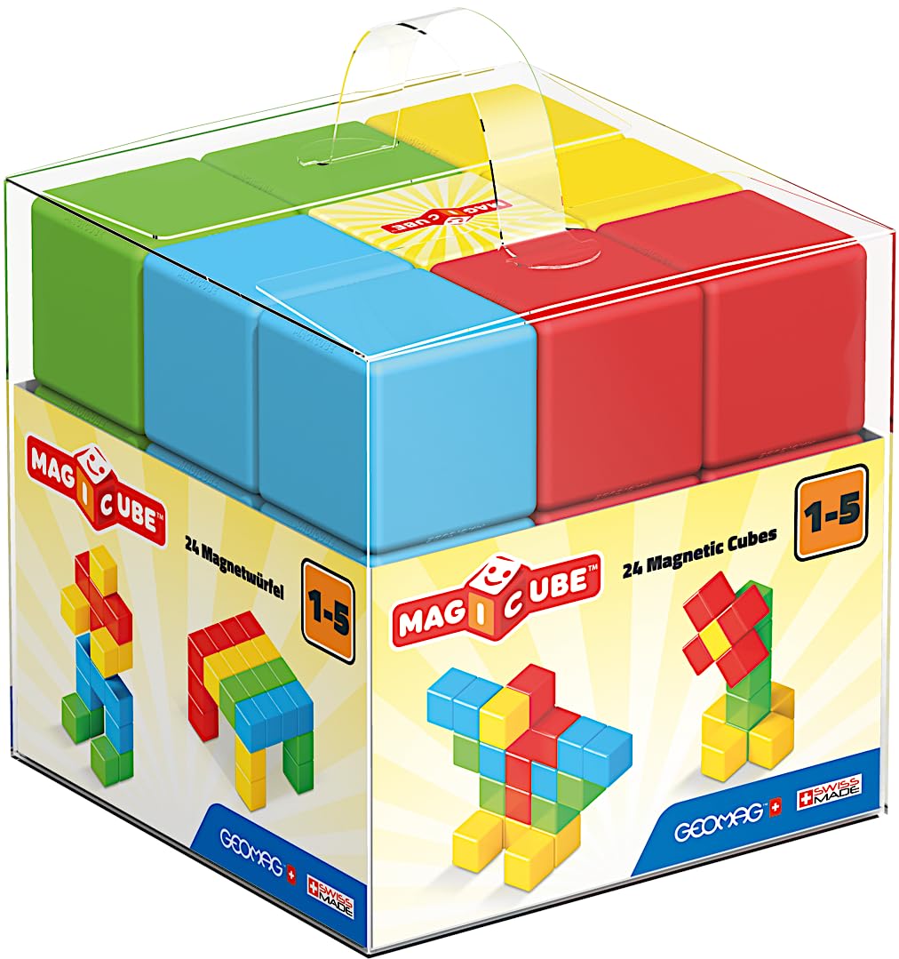 GEOMAG Magicube Full Color Gioco di Costruzione Magnetico Bambino, Regalo bimbo bimba 1 2 3 4 5 6 anni, 100% plastica riciclata, educativo montessori, cubi magnetici, costruzioni magnetiche