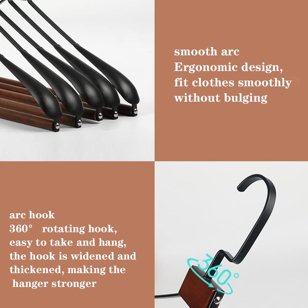 Set di 5 grucce per abiti, 10 pezzi, in legno antiscivolo, in acciaio inossidabile, combinazione di metallo, negozio di abbigliamento, negozi commerciali per uso domestico (nero 5)