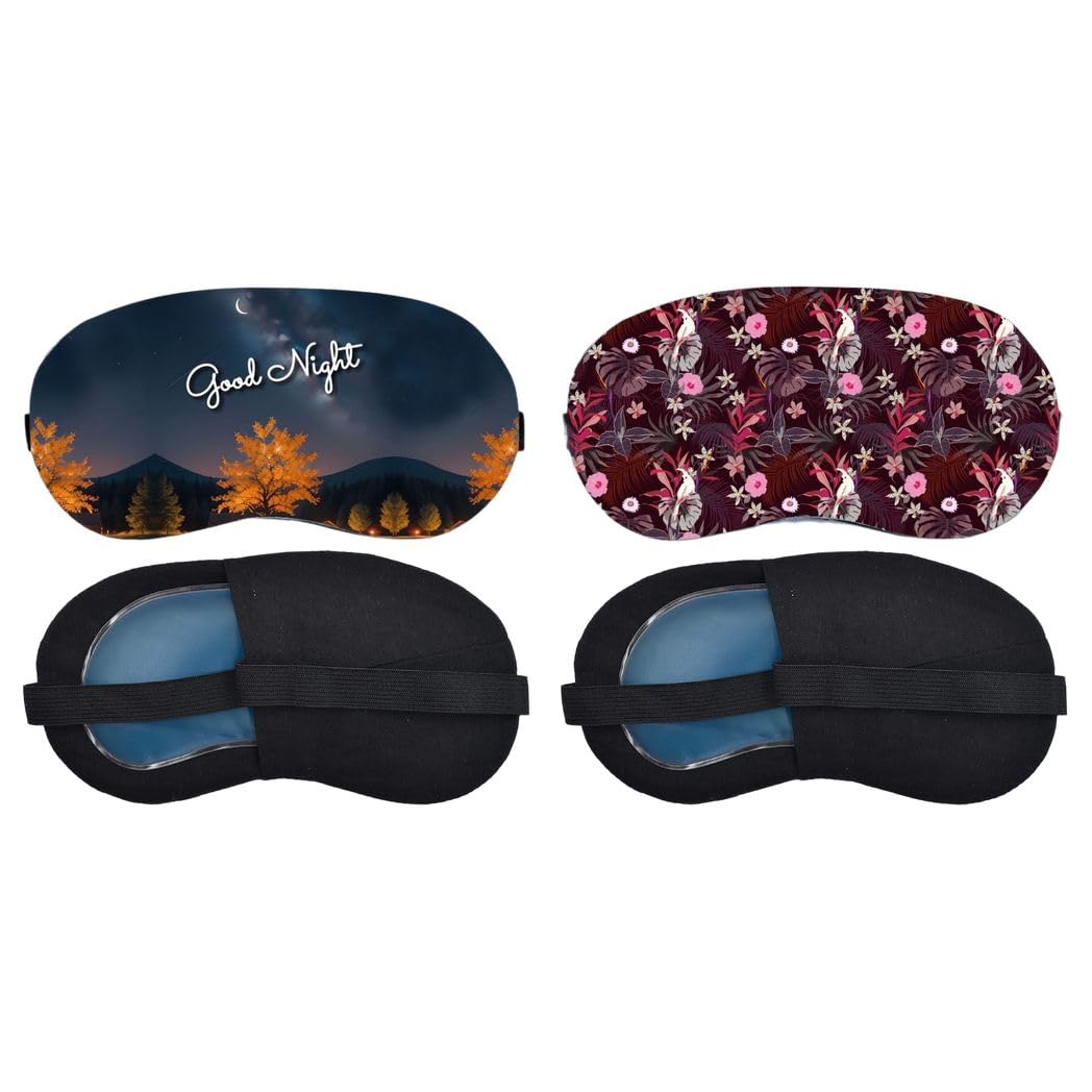 Aoxeria Good Night Autumn Forest, Burgundy Botanical Floral Sleeping Mask Combo, Soft Comfortable Light-Blocking Eye Cover for Women, Men & Kids, Reusable Blindfold for Night Sleep (Pack of 2)-image-44