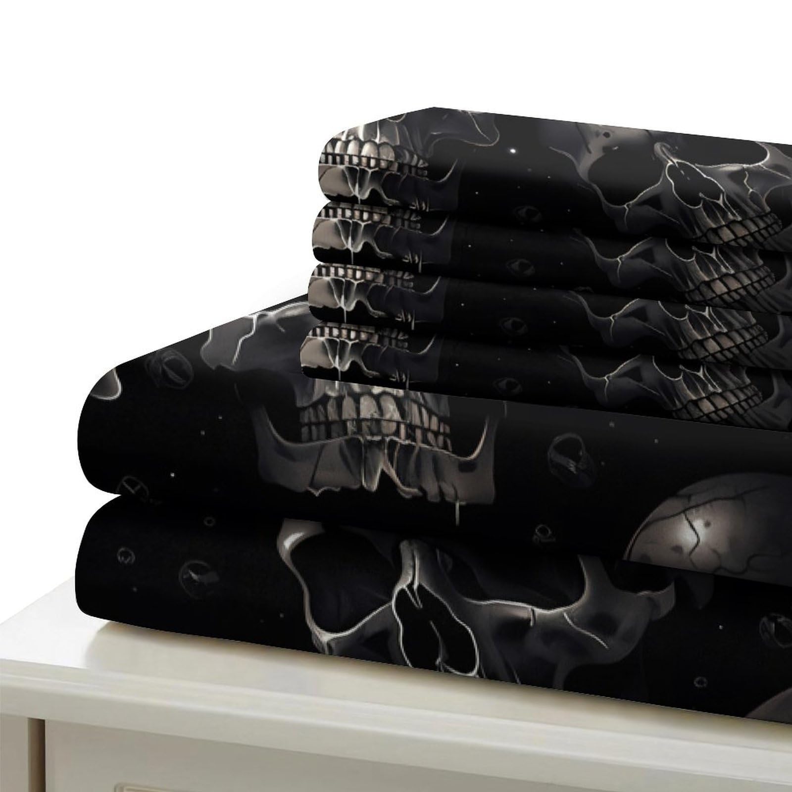 Gothic skullSet Di Copripiumino morbida Set di 3 Pezzi stampa 3D con cerniera Dark horror pattern copripiumino con federa traspirante ultra morbido e traspirante for bambini Super king（260x220cm）