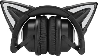 PUSOKEI Cat Gaming Headset, Stereo Sound Cat Ear Headphones with Microphone,Gaming Headset for Girls with Adjustable Headband