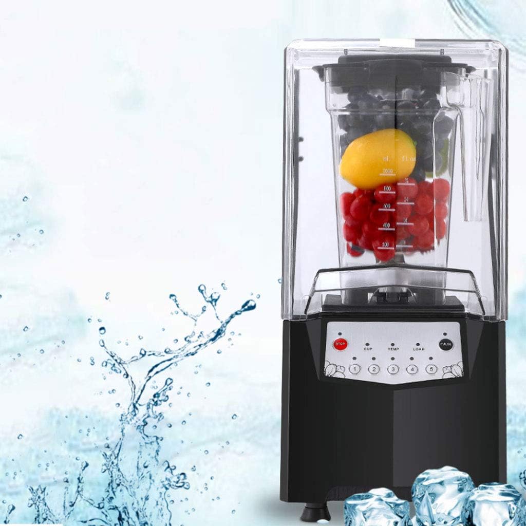 Commercial Smoothie Machine High Horsepower with Cover Ice Crusher Silent Juice Machine 220V Soundproof Ice Breaker Ice Blasting Machine Milk Tea Shop Available Food Grade PC Cup 1000ML 1000W