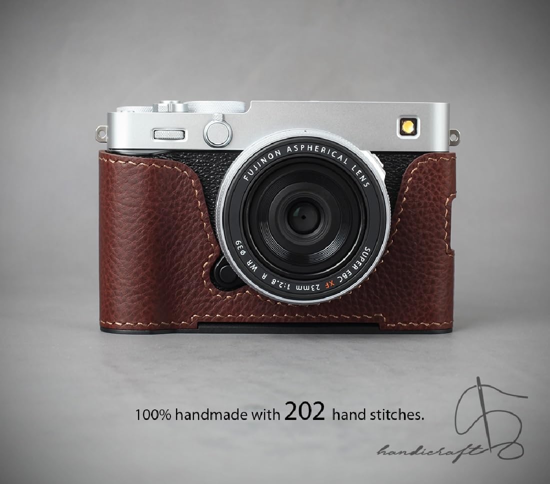 LIM'S Genuine Leather Camera Half Case & Dovetail Plate for Fuji X-E5 XE5 Case Cover [Brown]
