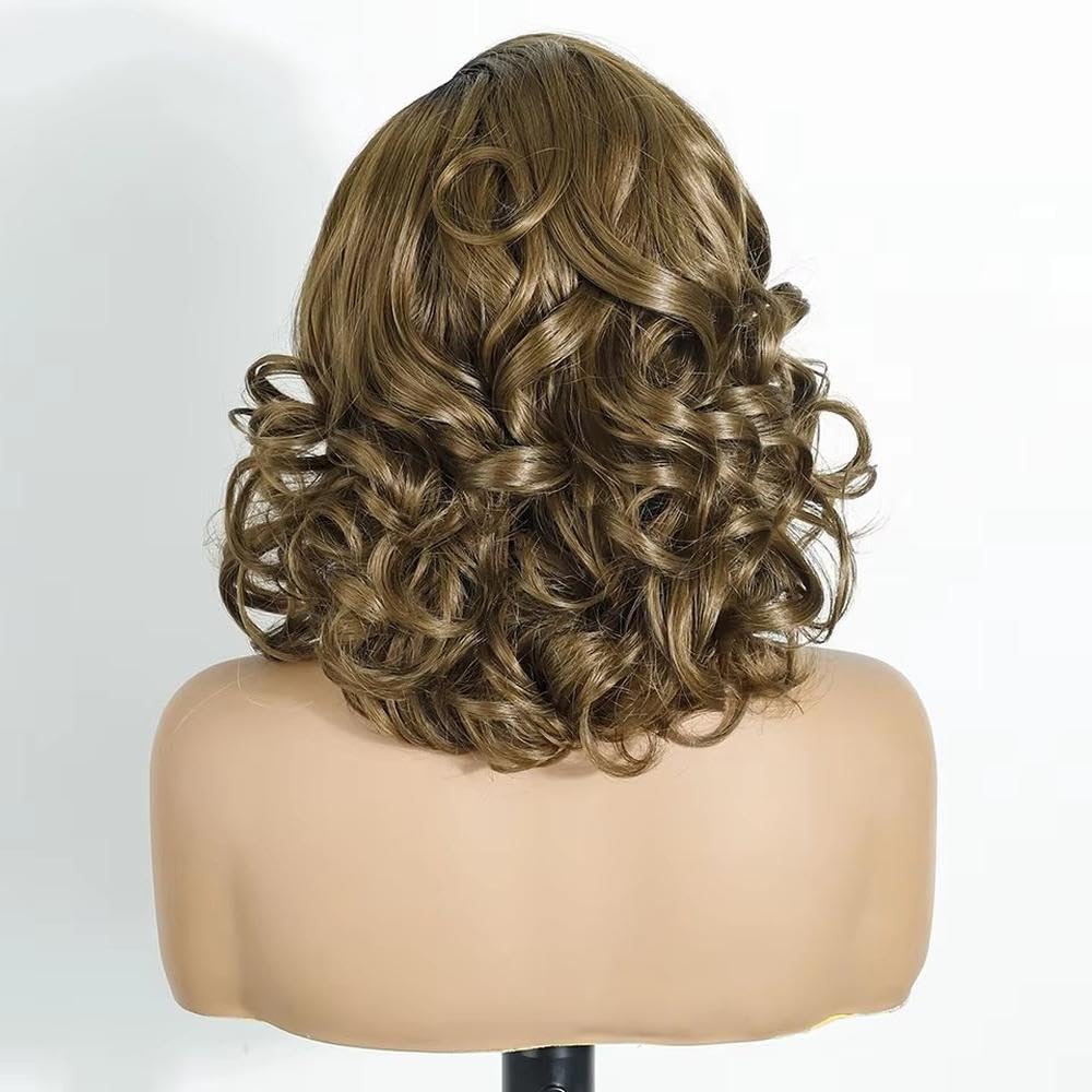 Haarpflege Blonde Gewellte Ombre Lace Front Perücken Für Frauen(4)