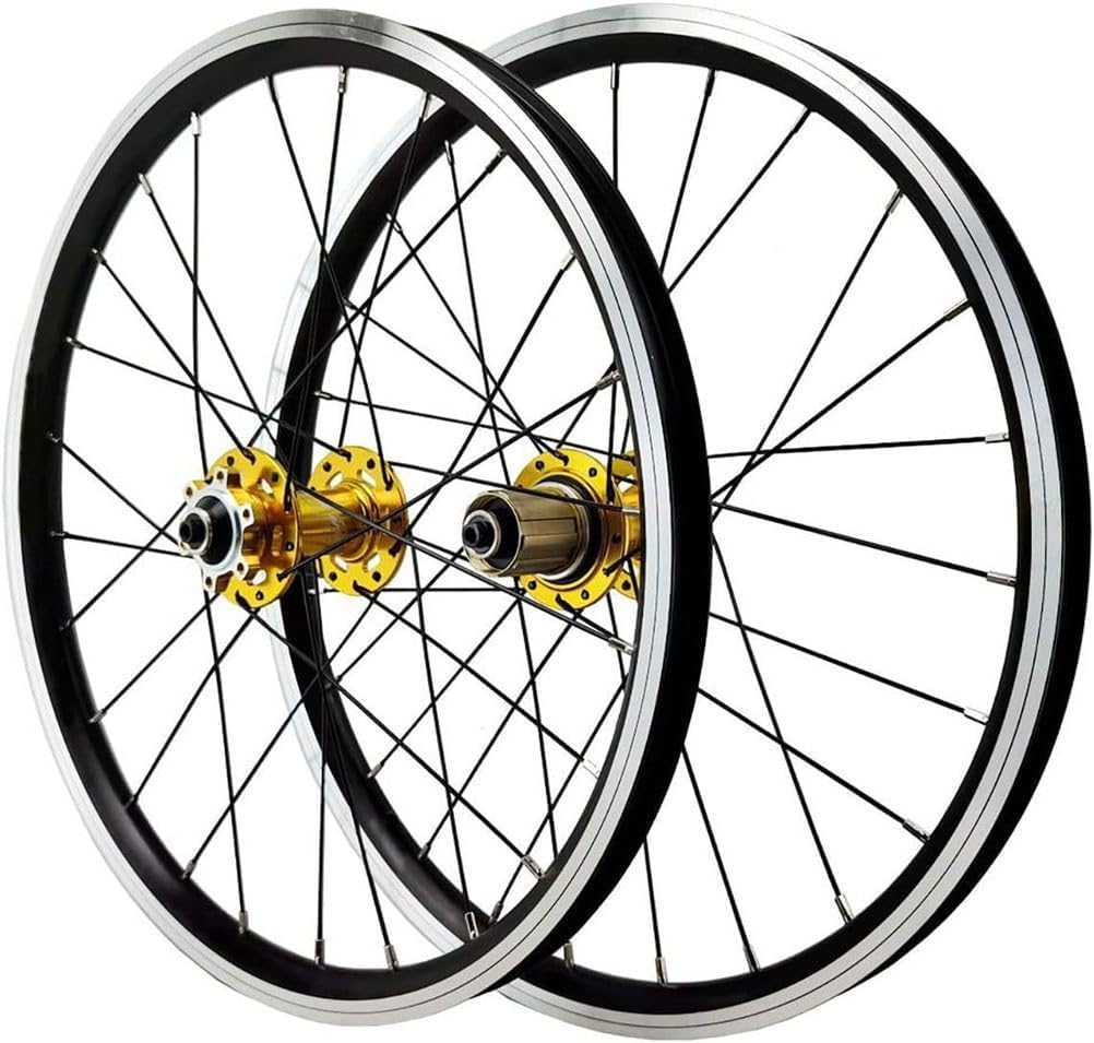 20" BMX Wheelset 406/451 Double Wall Aluminum Alloy Rims QR Disc Brake 24H Hubs Front & Rear For Mountain Bike, Silver(Gold,451)